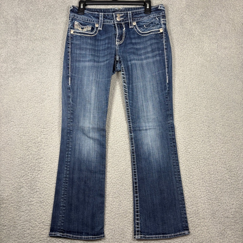 Vigoss Jeans Women 5/6 Blue The New York Bootcut Thick Stitch Flap Pocket Denim